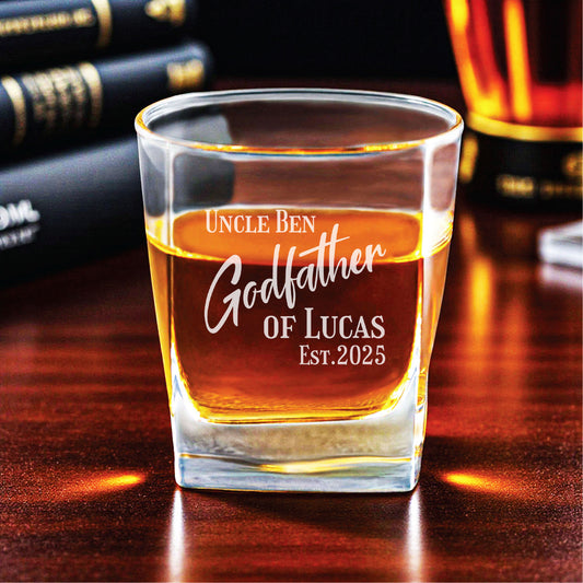 Godfather Padrino Personalized Square Whiskey Glass